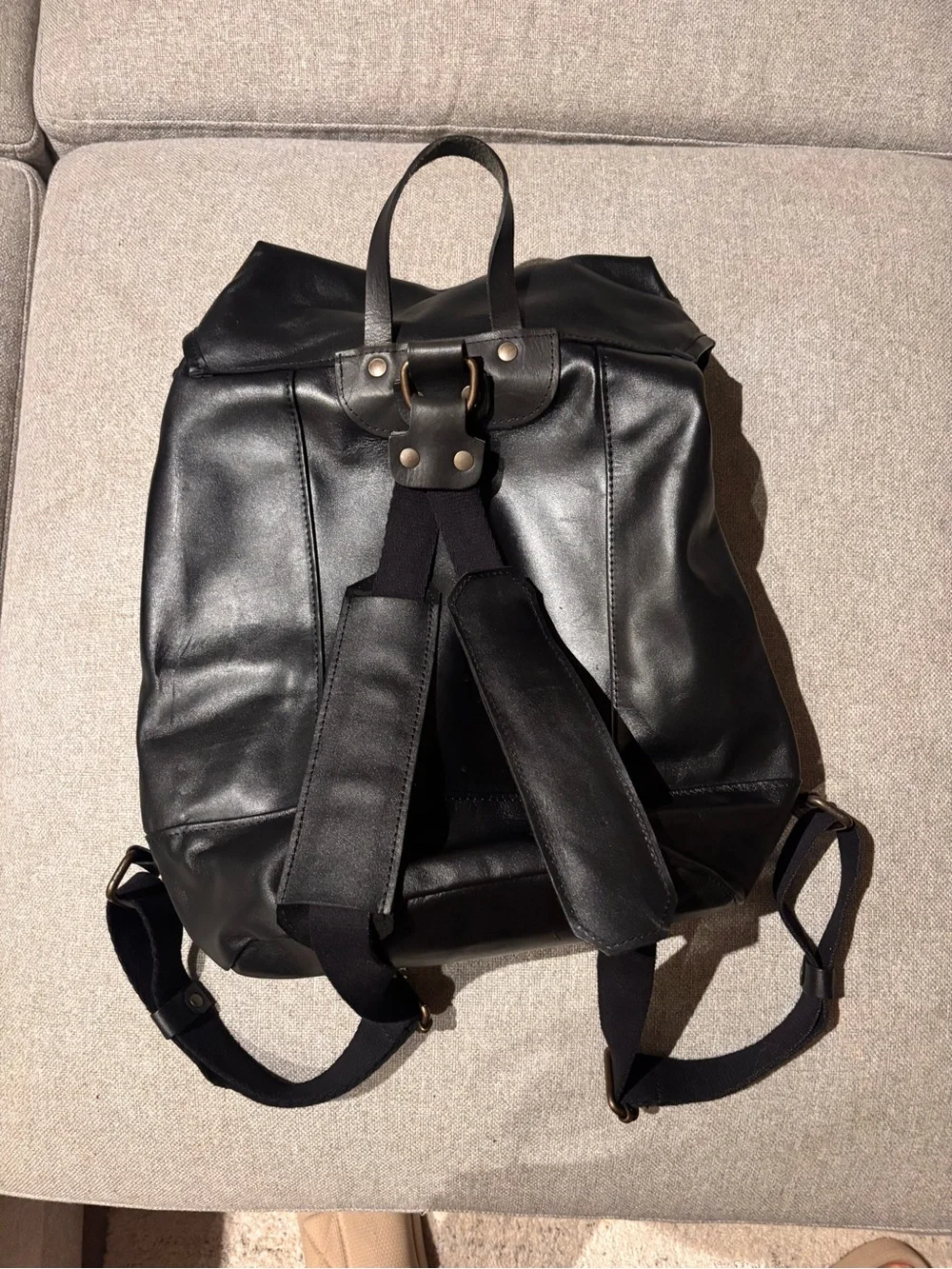 NEW Black Leather Modern Rugged Book Bag 🖤